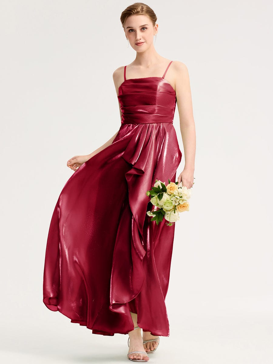 ever VIRELIA|Slit Satin Sleeveless Evening Dress
