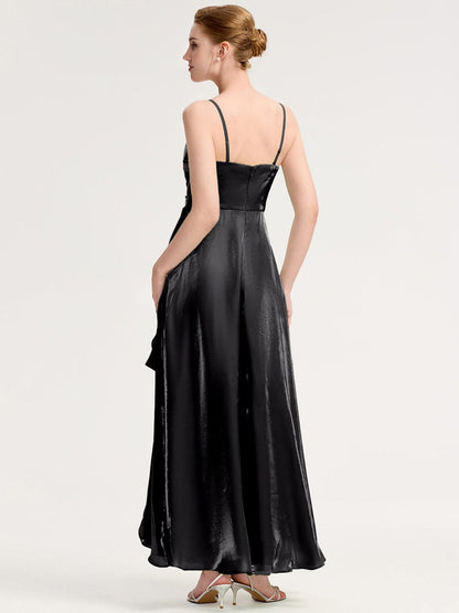 ever VIRELIA|Slit Satin Sleeveless Evening Dress