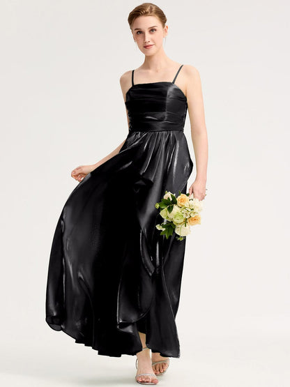 ever VIRELIA|Slit Satin Sleeveless Evening Dress