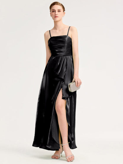 ever VIRELIA|Slit Satin Sleeveless Evening Dress