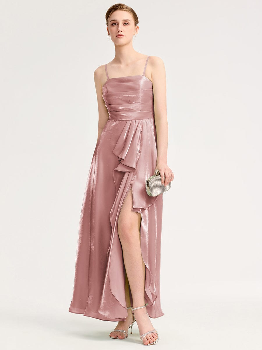 ever VIRELIA|Slit Satin Sleeveless Evening Dress