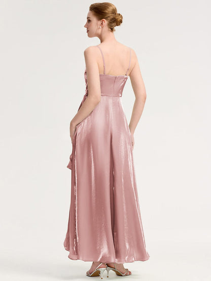 ever VIRELIA|Slit Satin Sleeveless Evening Dress