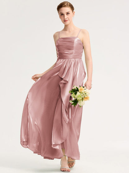 ever VIRELIA|Slit Satin Sleeveless Evening Dress