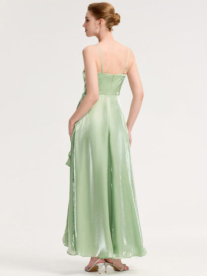 ever VIRELIA|Slit Satin Sleeveless Evening Dress