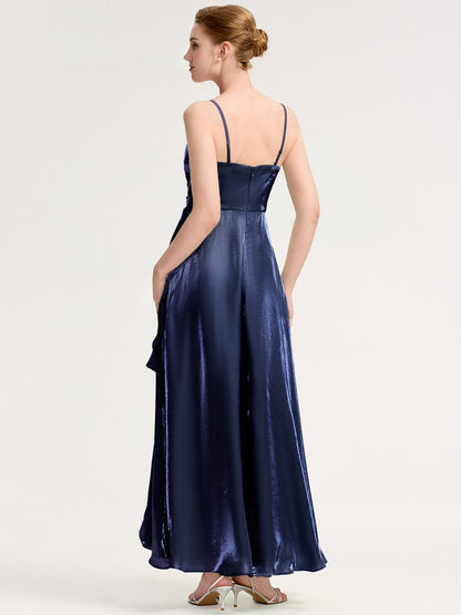 ever VIRELIA|Slit Satin Sleeveless Evening Dress