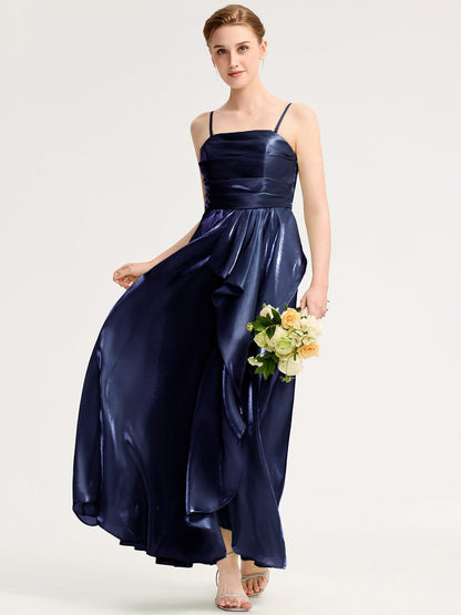 ever VIRELIA|Slit Satin Sleeveless Evening Dress
