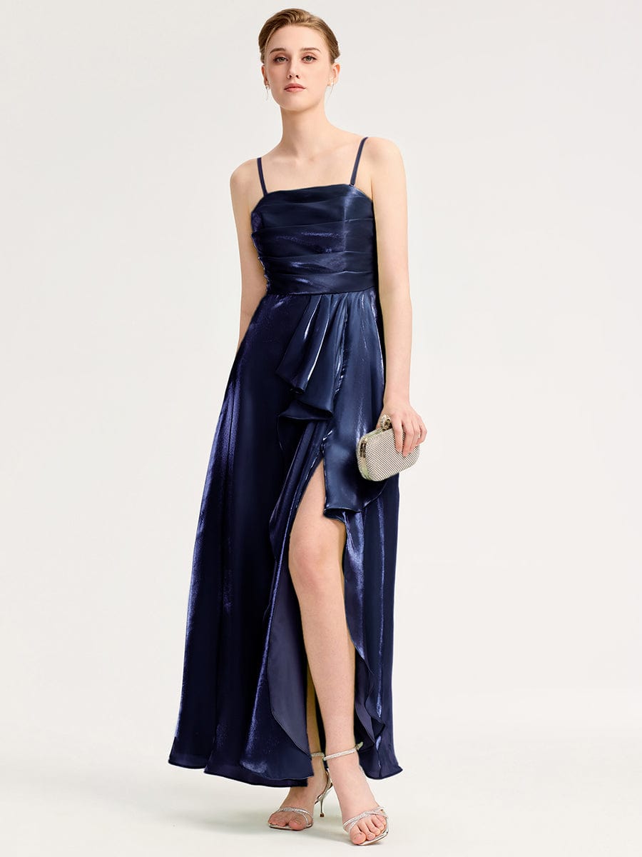 ever VIRELIA|Slit Satin Sleeveless Evening Dress