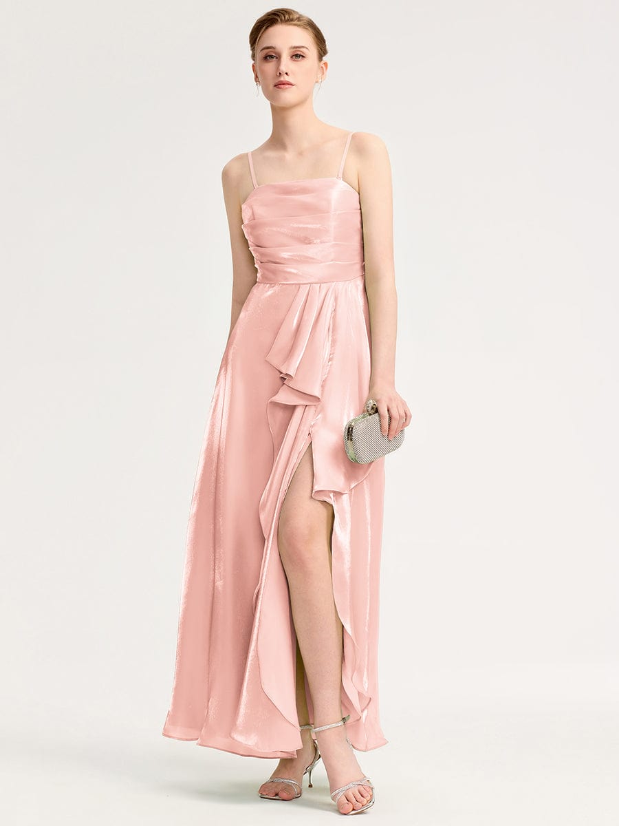 ever VIRELIA|Slit Satin Sleeveless Evening Dress
