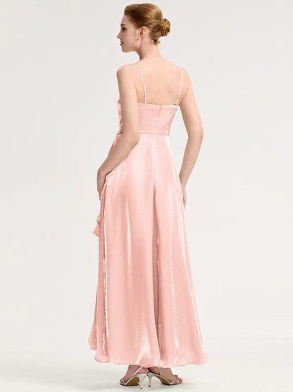 ever VIRELIA|Slit Satin Sleeveless Evening Dress