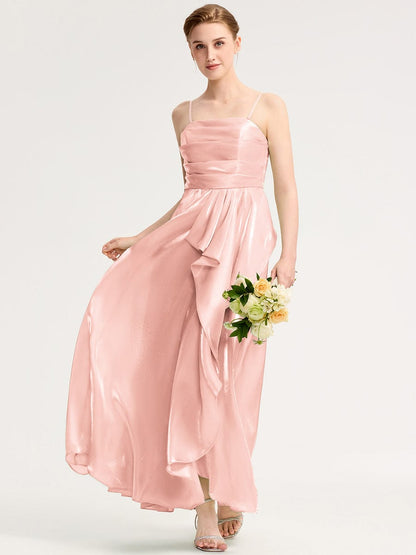 ever VIRELIA|Slit Satin Sleeveless Evening Dress