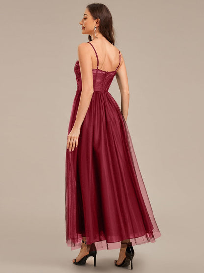 ever MARISOL|Applique Mesh Sleeveless Evening Dress