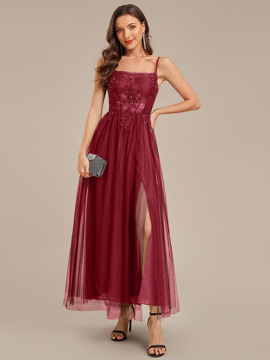 ever MARISOL|Applique Mesh Sleeveless Evening Dress