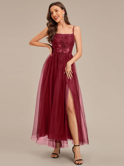 ever MARISOL|Applique Mesh Sleeveless Evening Dress
