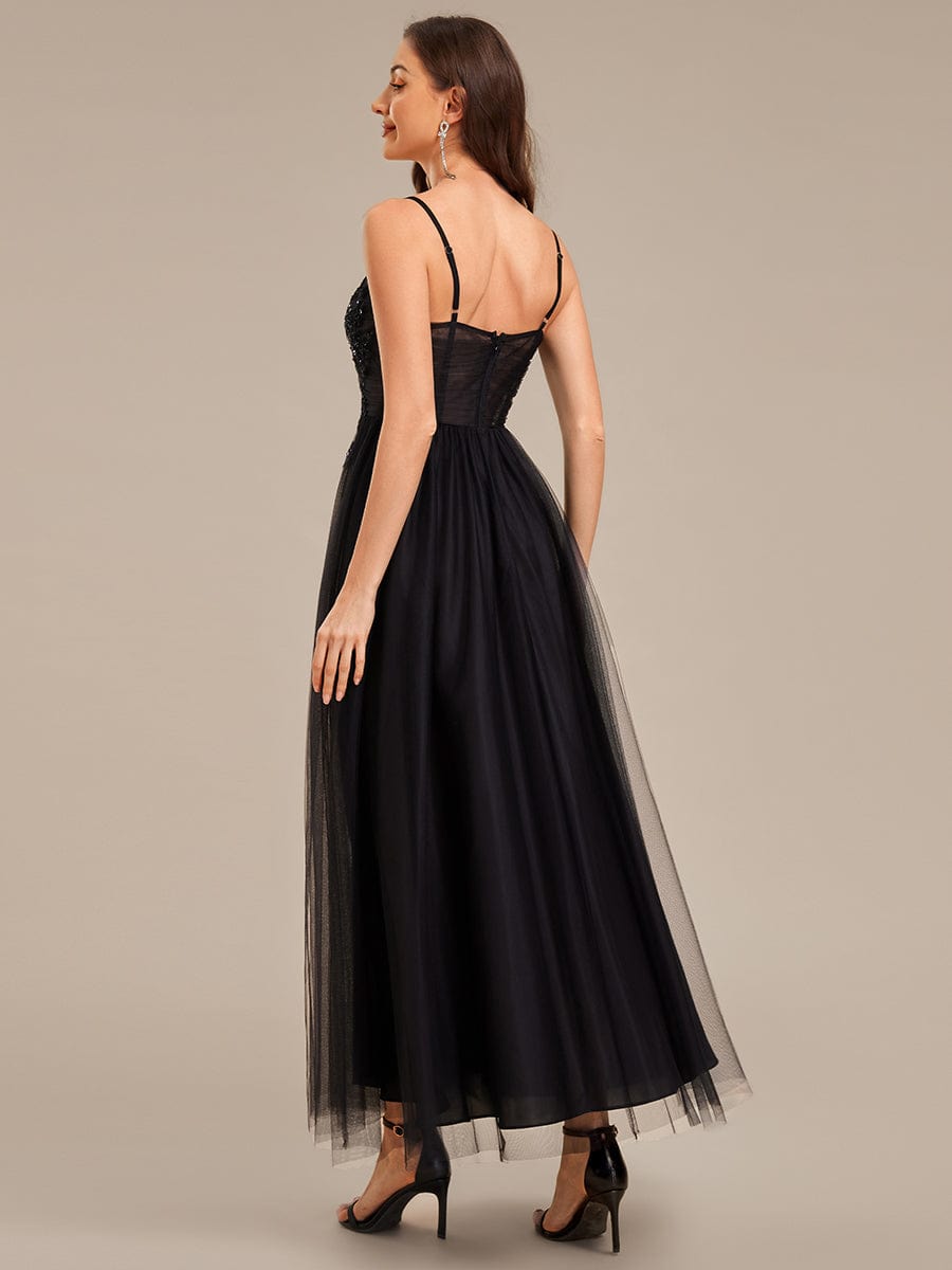 ever MARISOL|Applique Mesh Sleeveless Evening Dress