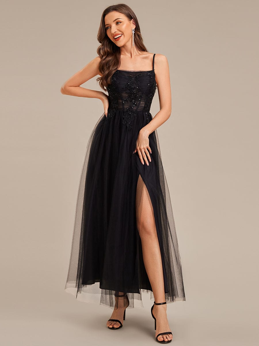 ever MARISOL|Applique Mesh Sleeveless Evening Dress