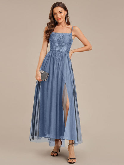 ever MARISOL|Applique Mesh Sleeveless Evening Dress