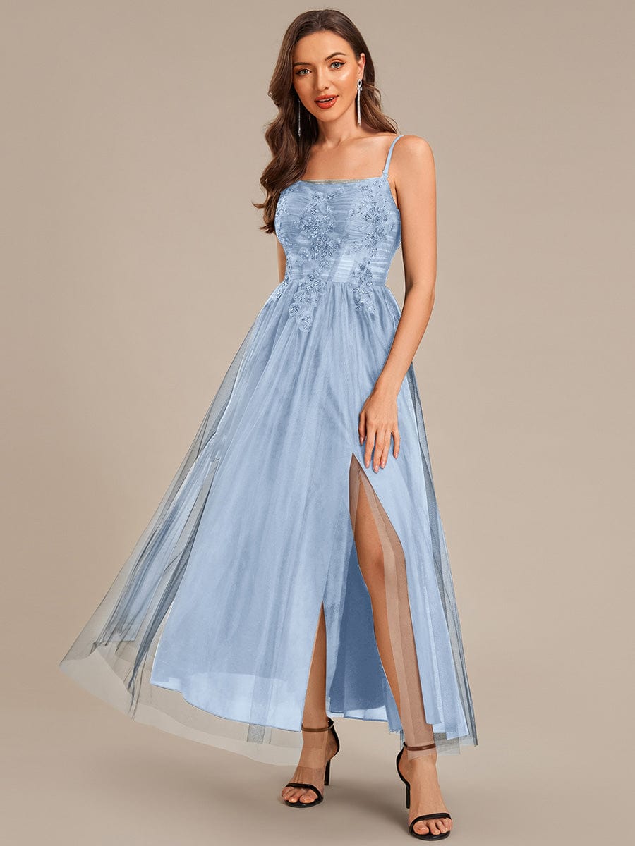 ever MARISOL|Applique Mesh Sleeveless Evening Dress