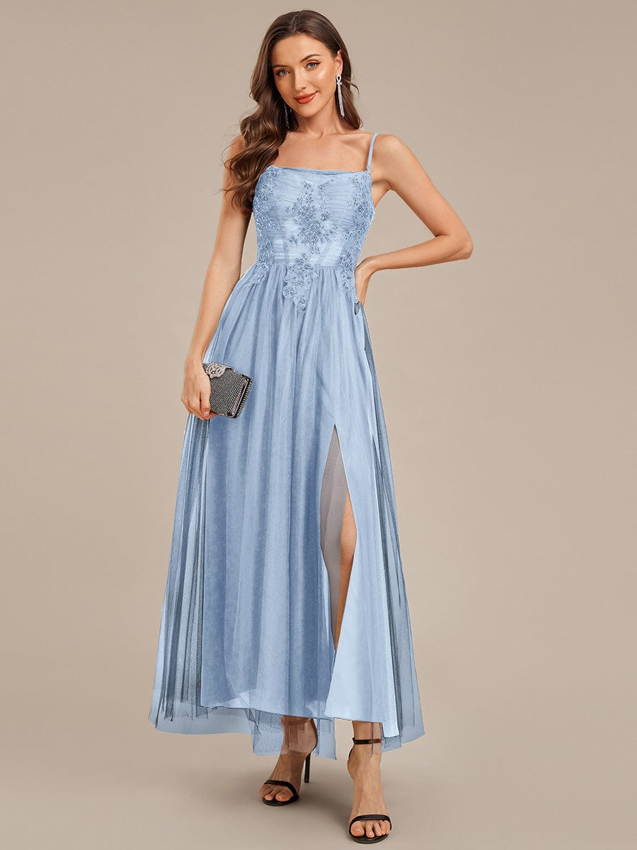 ever MARISOL|Applique Mesh Sleeveless Evening Dress