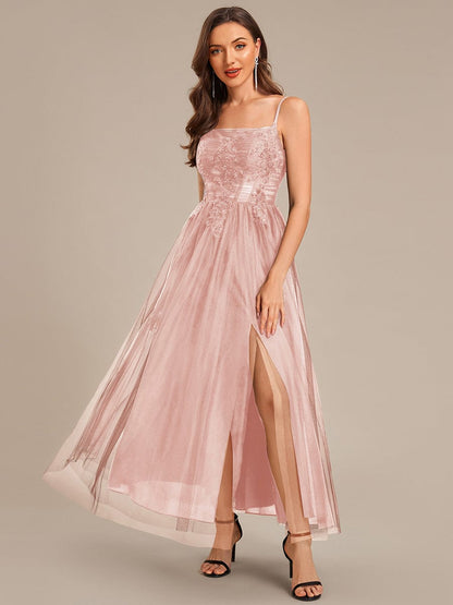 ever MARISOL|Applique Mesh Sleeveless Evening Dress