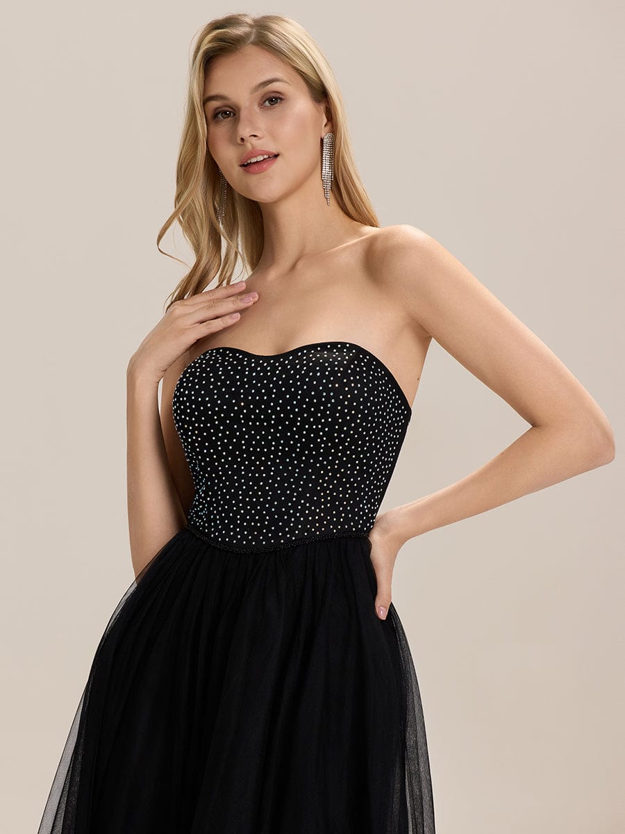 ever MELIORA|Strapless Tulle Embellished Formal Evening Dress