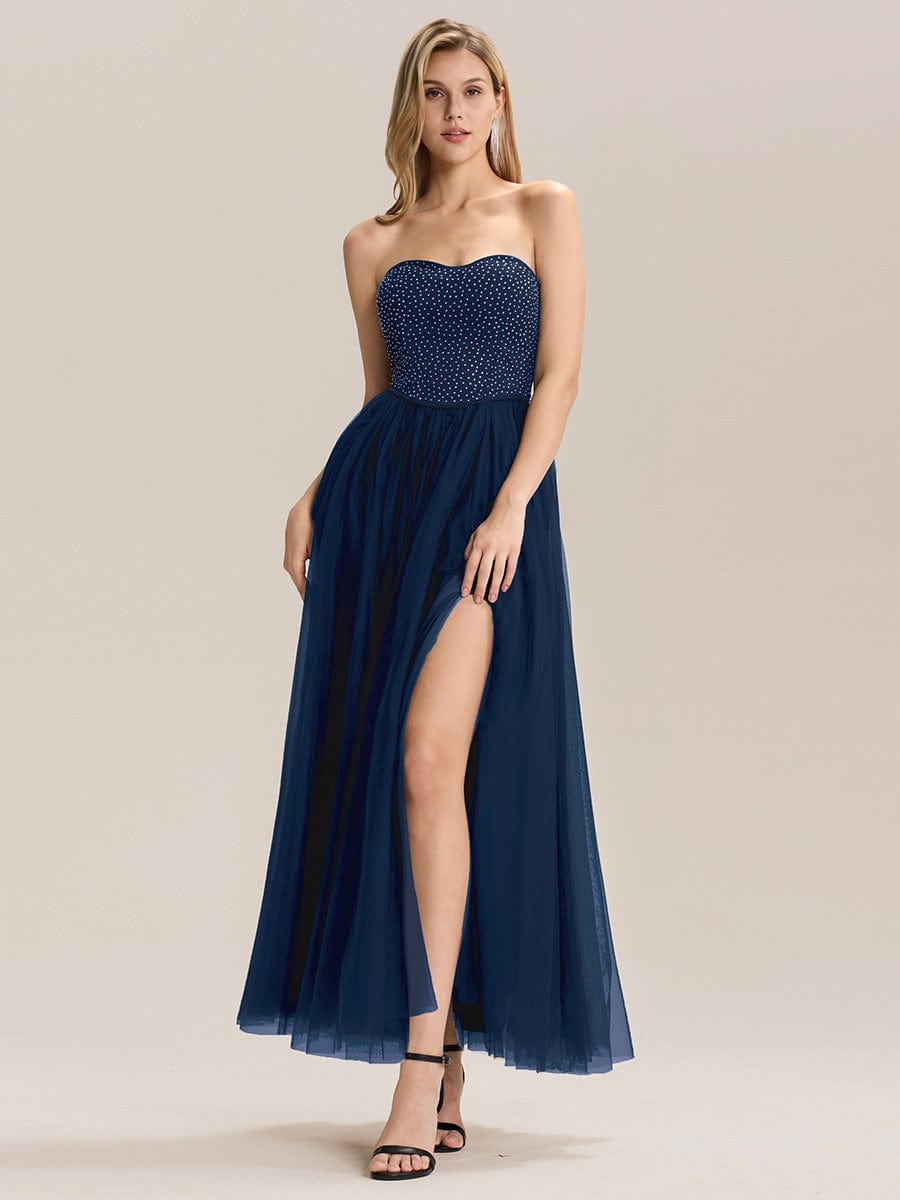 ever MELIORA|Strapless Tulle Embellished Formal Evening Dress
