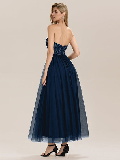 ever MELIORA|Strapless Tulle Embellished Formal Evening Dress