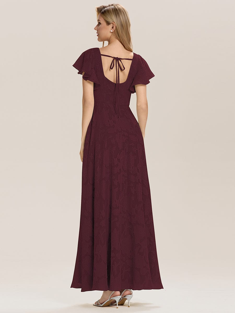 ever ZERENA|Ruffle Sleeve A-Line Formal Evening Dress with Slit