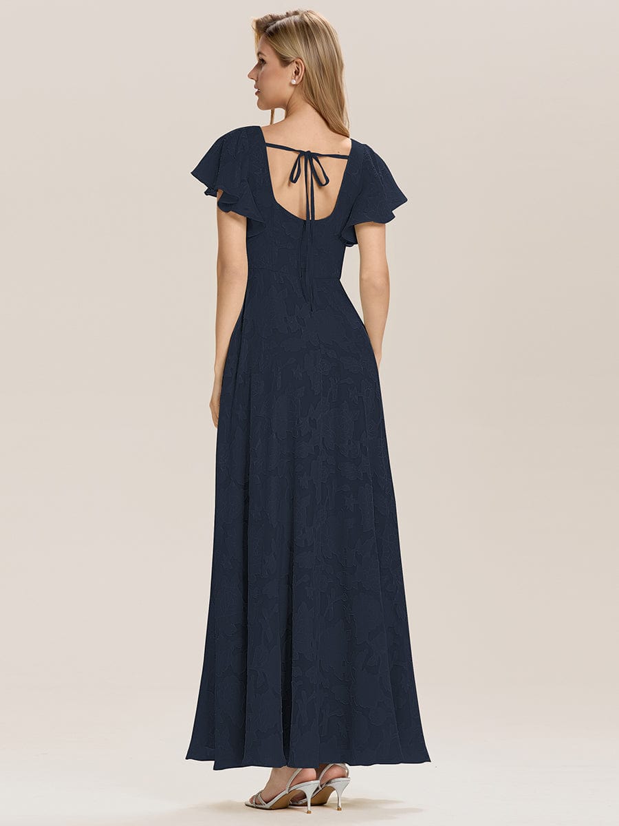 ever ZERENA|Ruffle Sleeve A-Line Formal Evening Dress with Slit