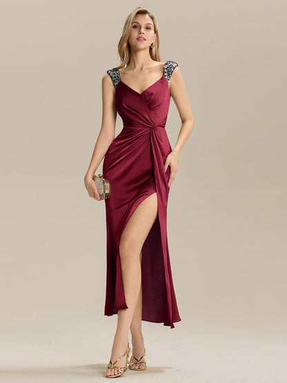 ever CORALINE|Satin High Slit Formal Maxi Dress