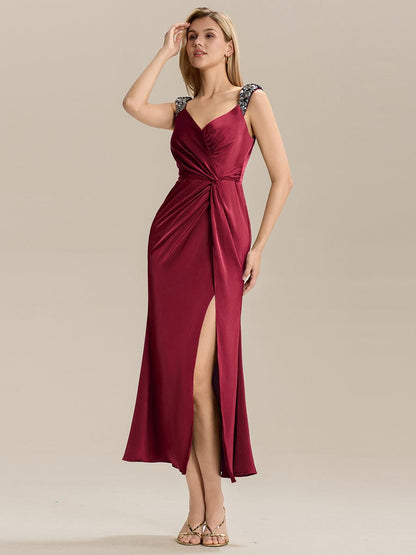 ever CORALINE|Satin High Slit Formal Maxi Dress