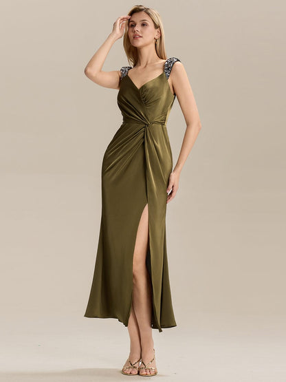 ever CORALINE|Satin High Slit Formal Maxi Dress