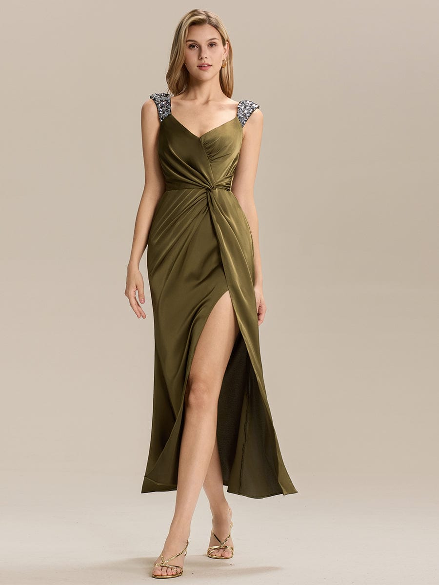 ever CORALINE|Satin High Slit Formal Maxi Dress