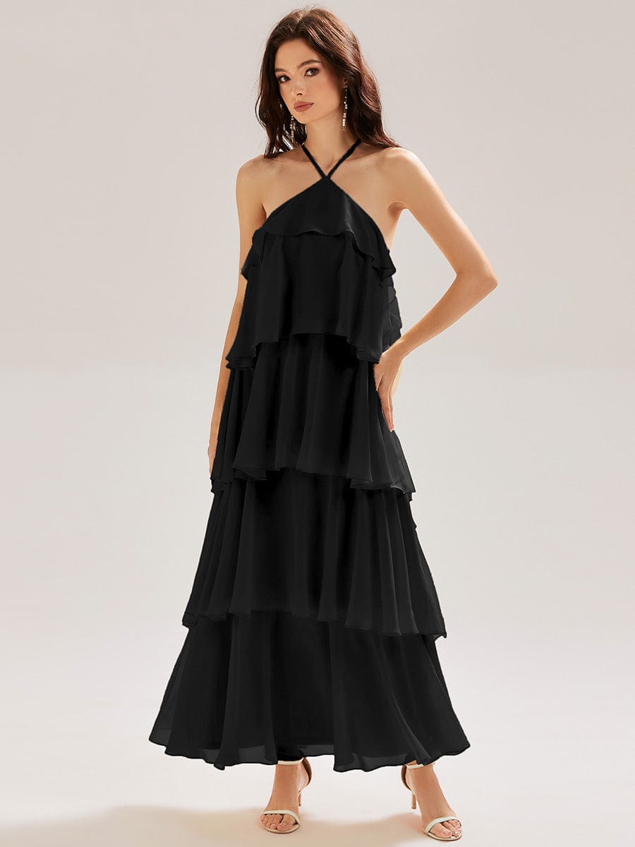 ever TALIA|Backless Chiffon Tiered Maxi Dress