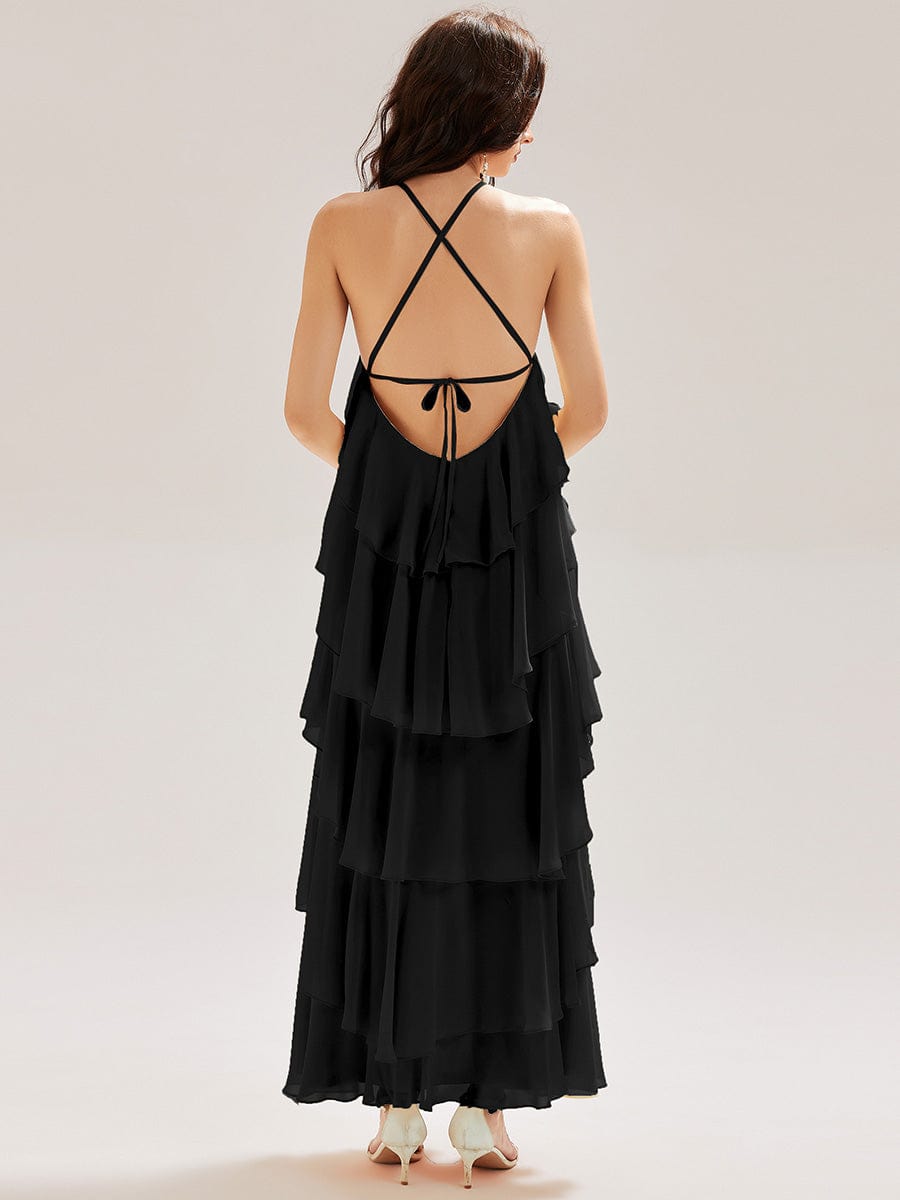 ever TALIA|Backless Chiffon Tiered Maxi Dress