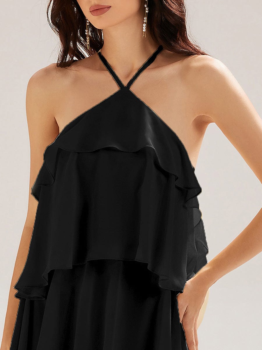 ever TALIA|Backless Chiffon Tiered Maxi Dress