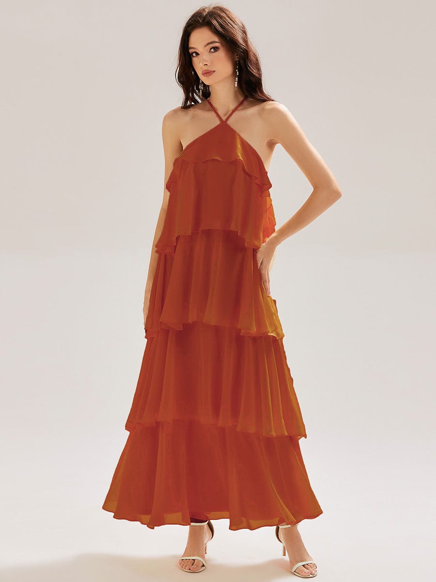 ever TALIA|Backless Chiffon Tiered Maxi Dress