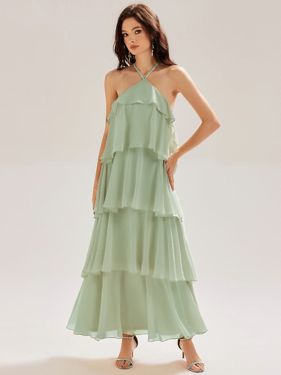 ever TALIA|Backless Chiffon Tiered Maxi Dress