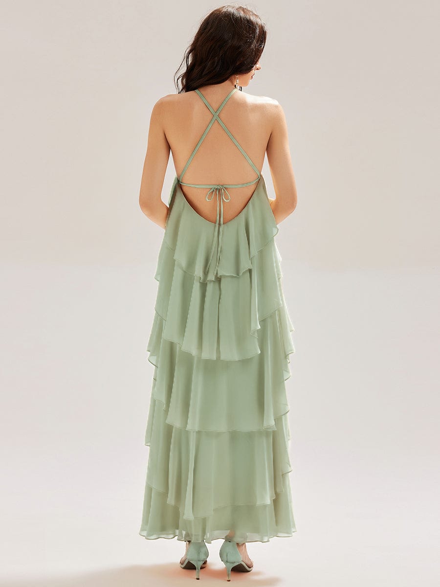 ever TALIA|Backless Chiffon Tiered Maxi Dress