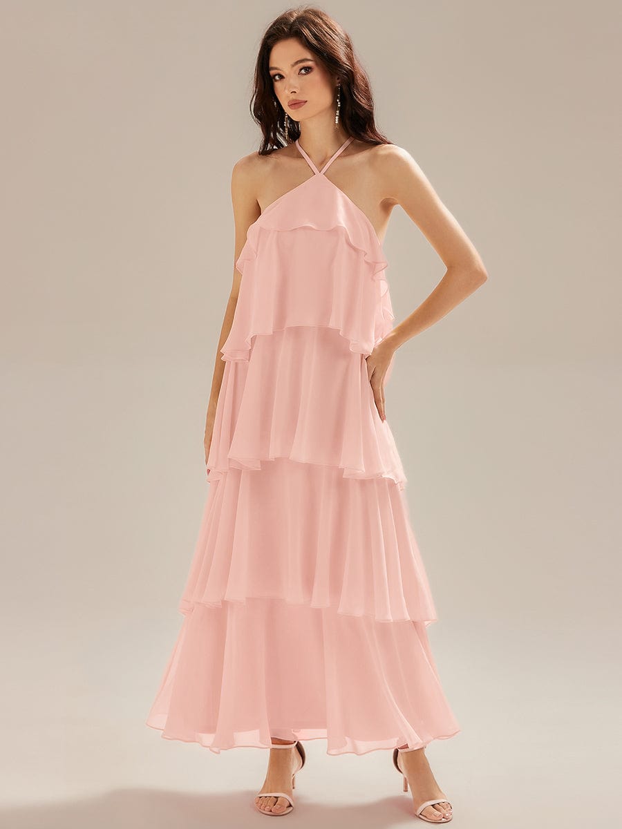 ever TALIA|Backless Chiffon Tiered Maxi Dress