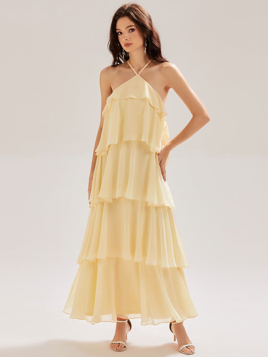 ever TALIA|Backless Chiffon Tiered Maxi Dress