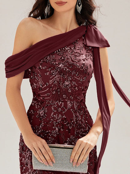 ever BELLAMY|Bow Detail Sequin Drop Shoulder Sleeve Dress