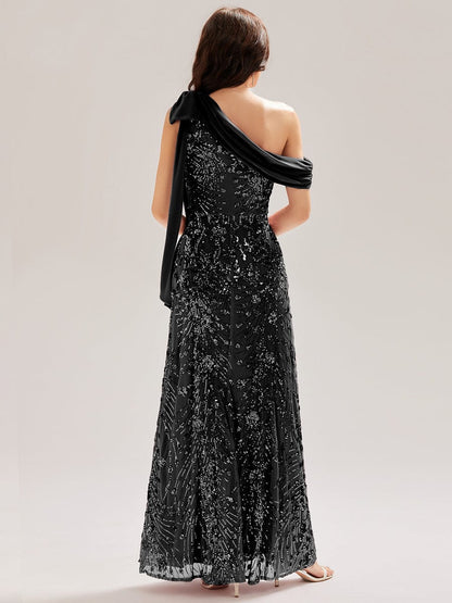 ever BELLAMY|Bow Detail Sequin Drop Shoulder Sleeve Dress