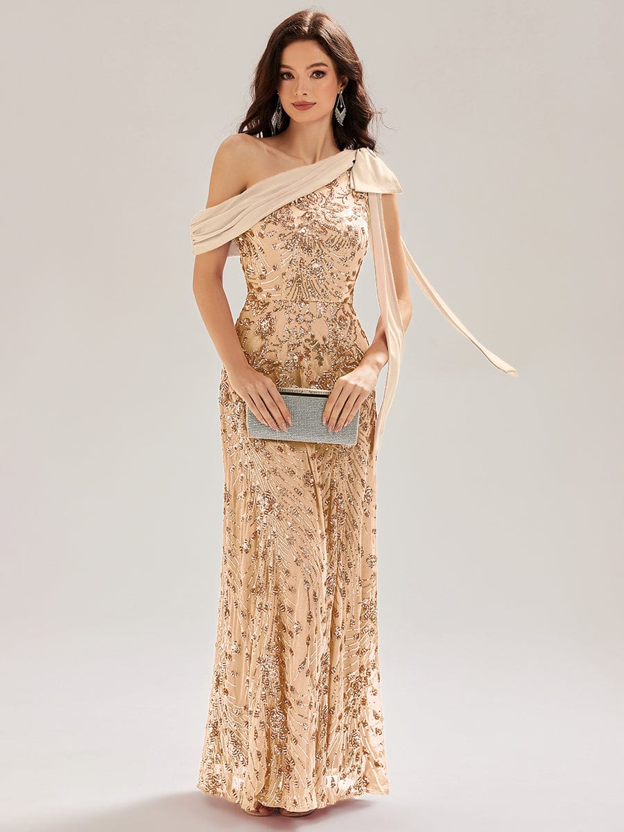 ever BELLAMY|Bow Detail Sequin Drop Shoulder Sleeve Dress