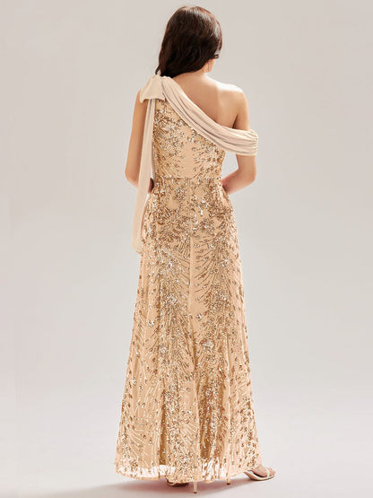 ever BELLAMY|Bow Detail Sequin Drop Shoulder Sleeve Dress