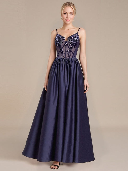 ever SERAPHINA|See-Through Satin Sleeveless Formal Dress
