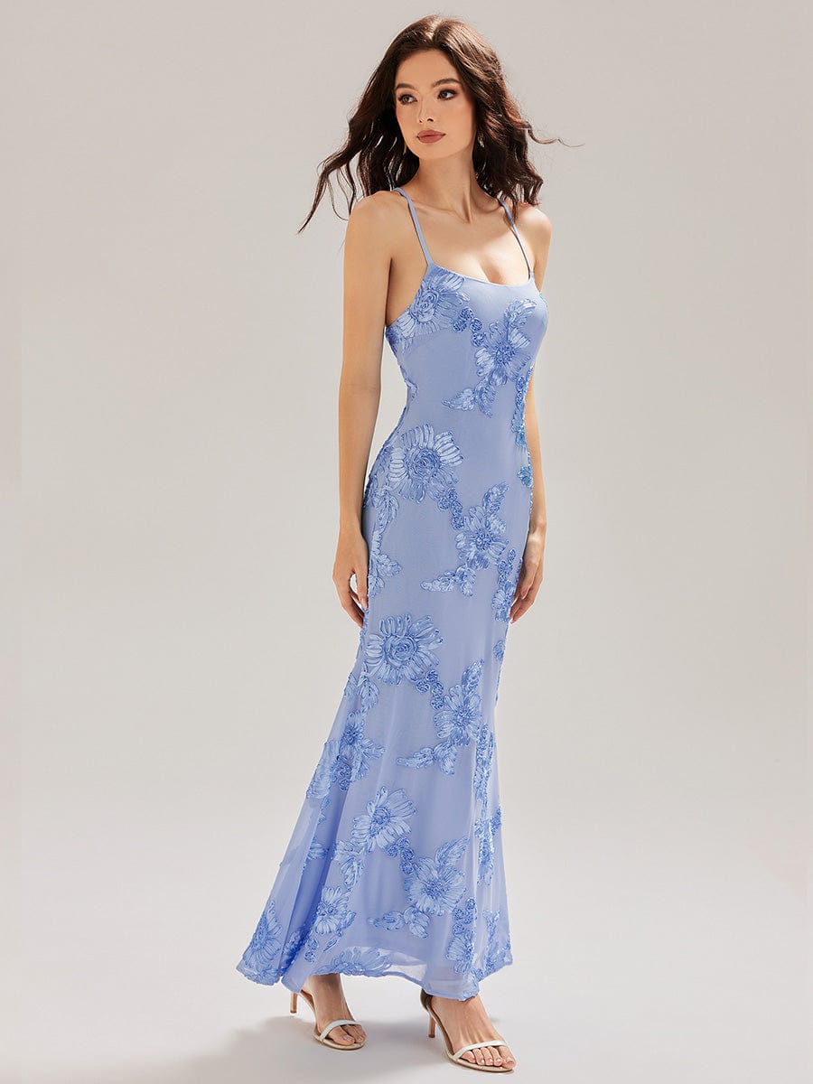 ever SONNY|Lace-Up Mesh Mermaid Floral Dress