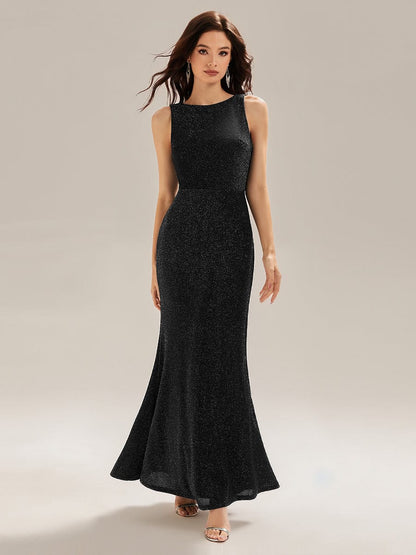 ever VANYA|Backless Glitter Mermaid Maxi Dress