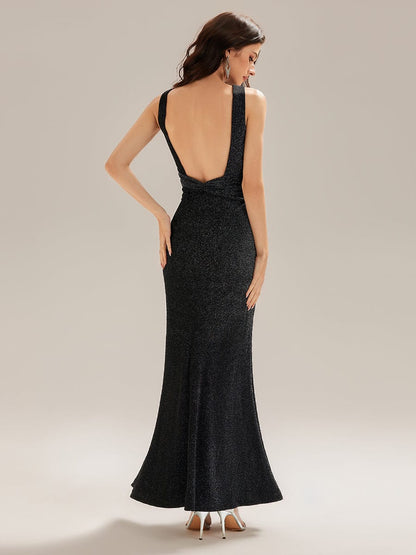 ever VANYA|Backless Glitter Mermaid Maxi Dress