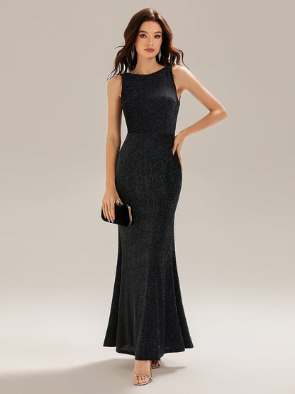 ever VANYA|Backless Glitter Mermaid Maxi Dress