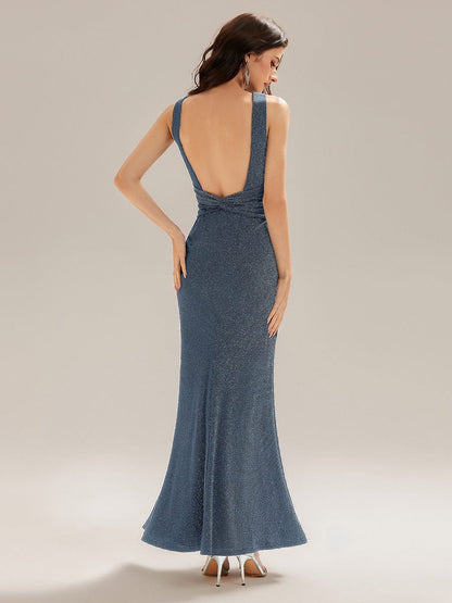 ever VANYA|Backless Glitter Mermaid Maxi Dress